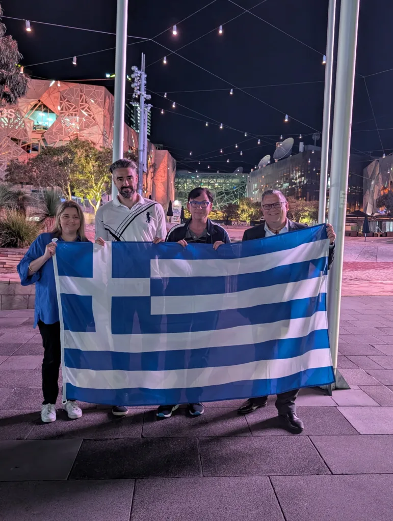 flag raising federation square melbourne greek independence day 