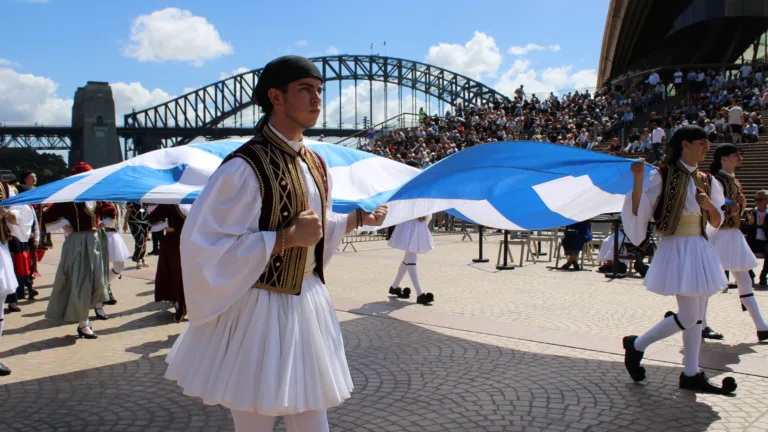 A sea of blue and white: Sydney’s Greek National Day parade transforms the city