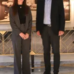 Aliki Chatzara is pictured with General Dimitrios Houpis, Chief of the Hellenic National Defence General Staff.