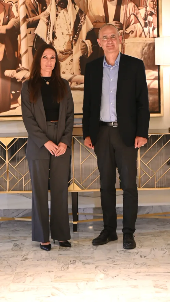 Aliki Chatzara is pictured with General Dimitrios Houpis, Chief of the Hellenic National Defence General Staff.