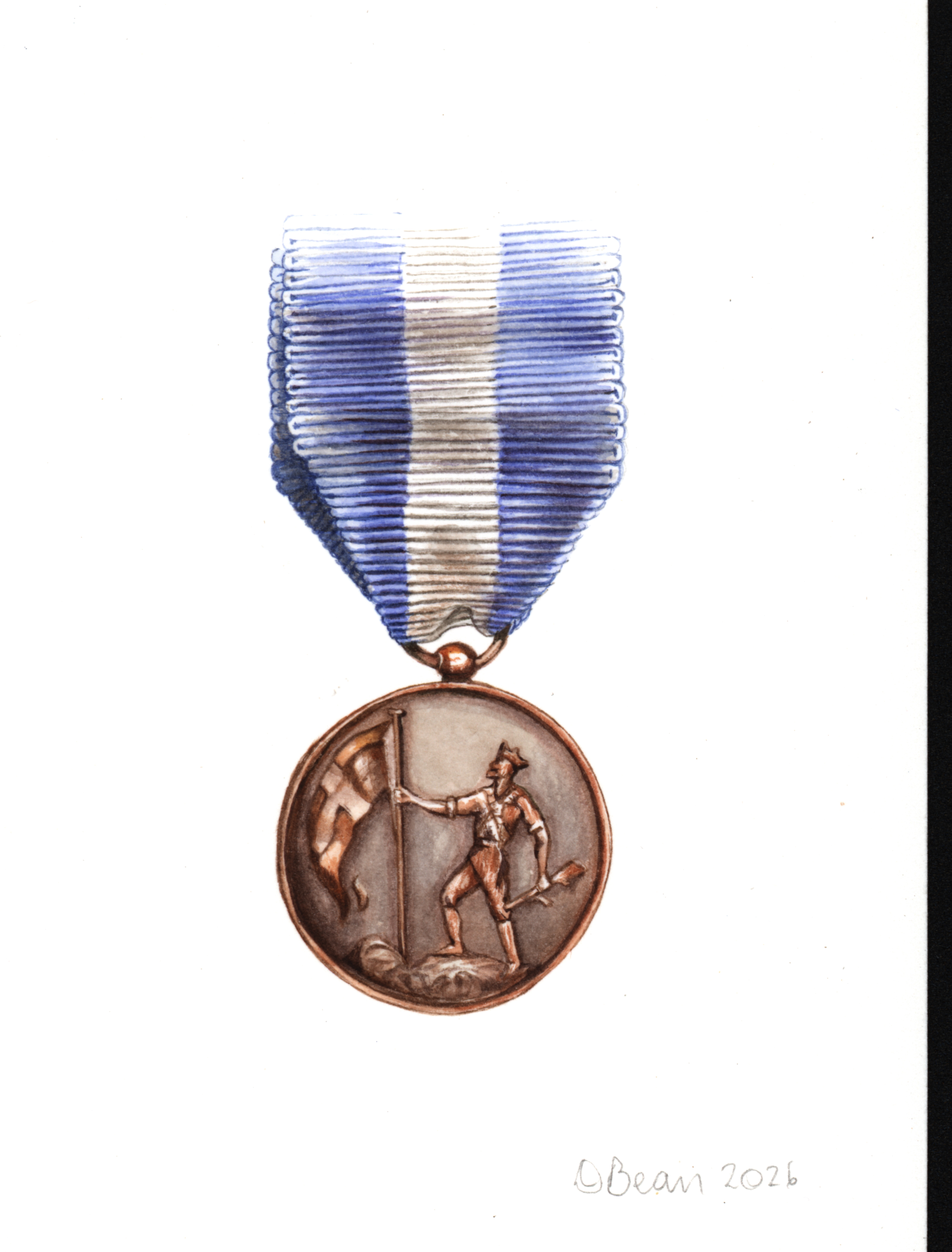 Deirdre-Bean-Greek-WW2-National-Resistance-medal-1941-1945-2026-Watercolour-on-paper-14x10cm-Image-courtesy-of-the-artist