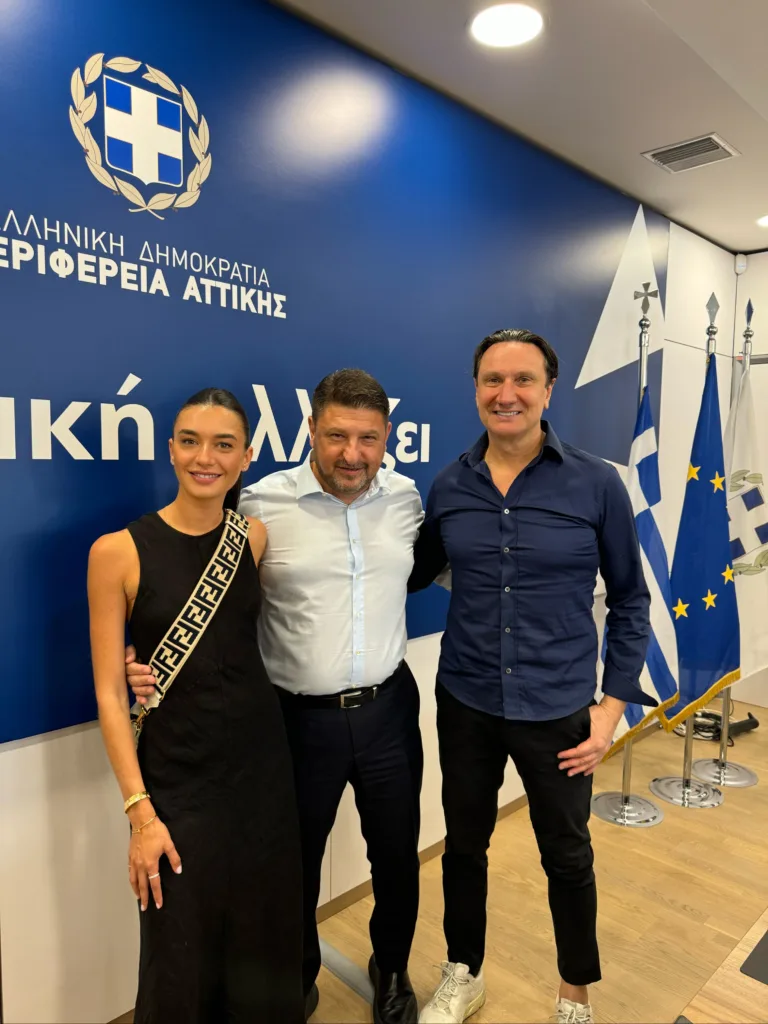 Dimitra Nikos Hardalias Governor of the Attica Region Greece and Bill Papastergiadis President of the Greek Orthodox community of Melbourne