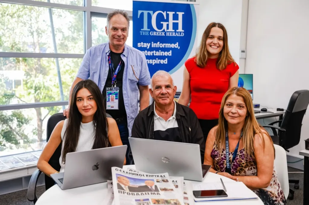 Dimitra Skalkos with The Greek Herald's intergenerational team.