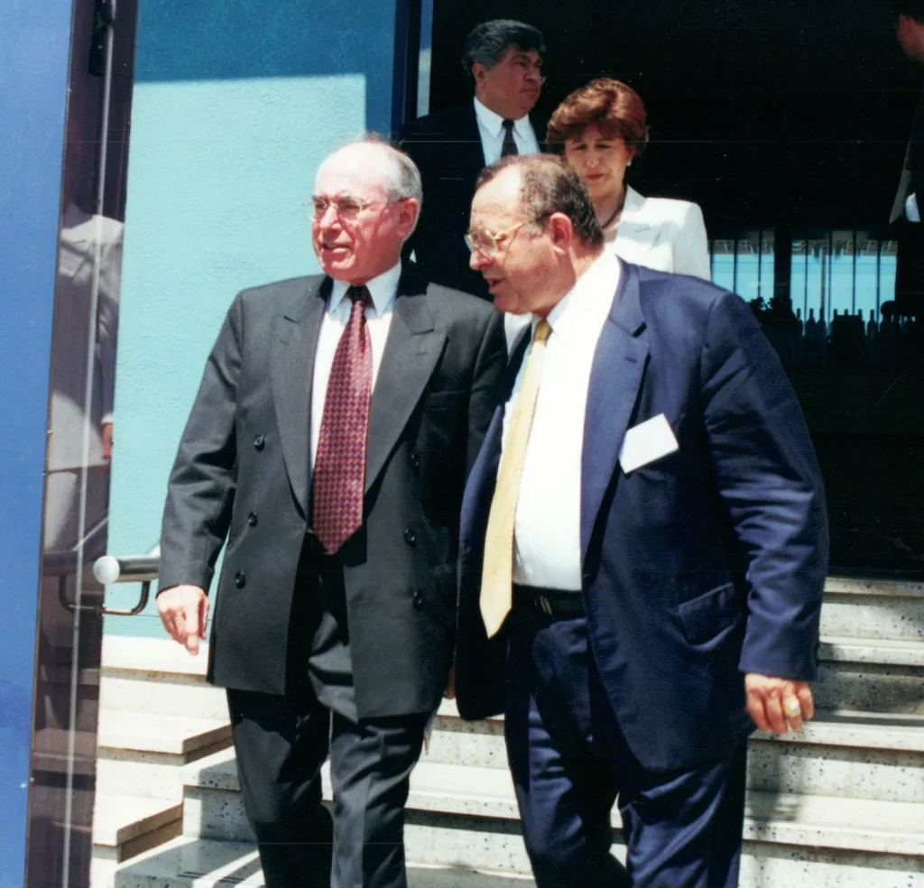 Former PM of Australia John Howard and Theo Skalkos.