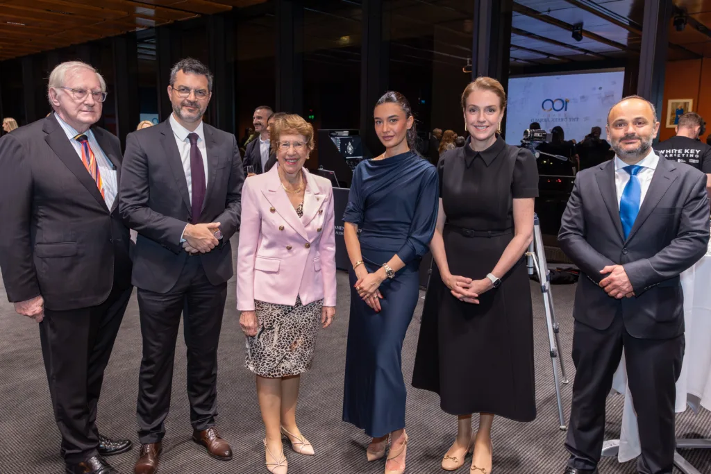 (L-R) Dennis Wilson, Consul General George Skemperis, Margaret Beazley, Dimitra Skalkos, Kellie Sloane and Antonis Sammoutis