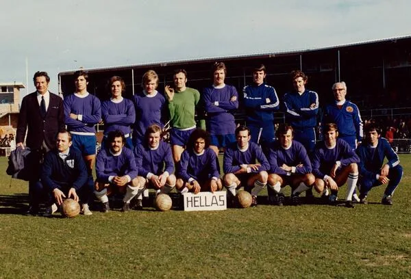 South Melbourne Hellas players in 1972 as Greek Australian football culture expanded nationally.