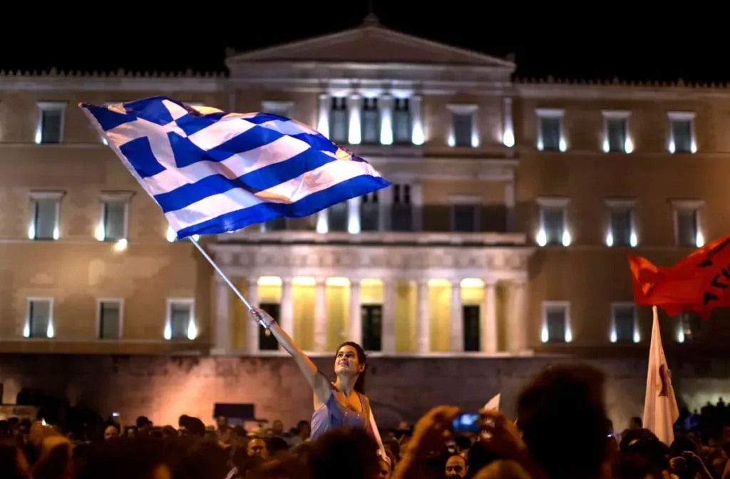 The Greek referendum of July 2015 became one of the defining moments of the decade. Pictured is a 'no' voter outside Parliament in Athens. Photo Emilio Morenatti, AP (1)