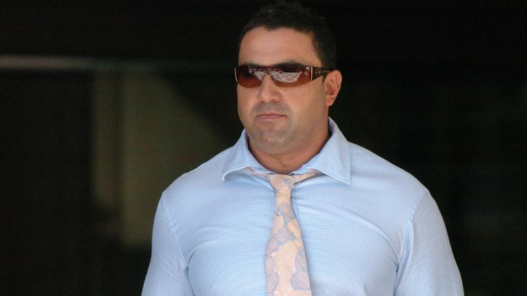 Former Hells Angel boss Angelo Pandeli arrives in Adelaide after deportation from Bali