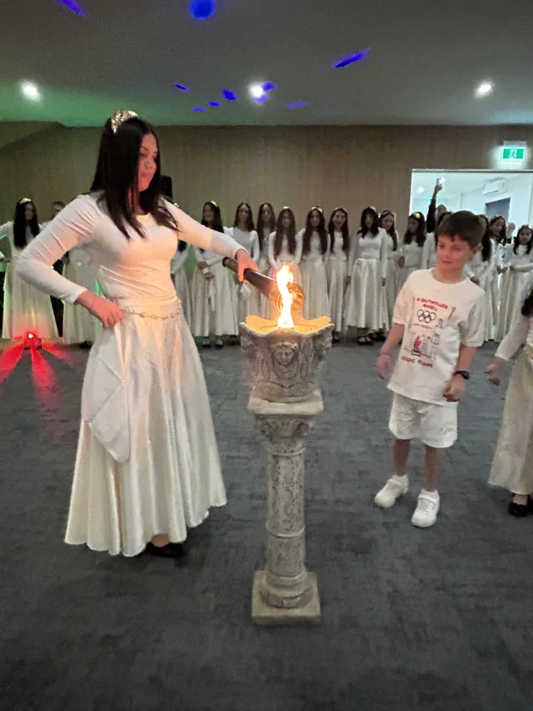 Traditional Olympic priestess procession.