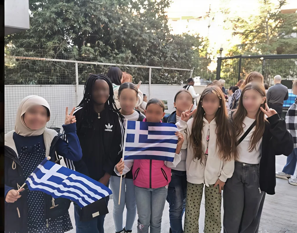 outside school greek flag